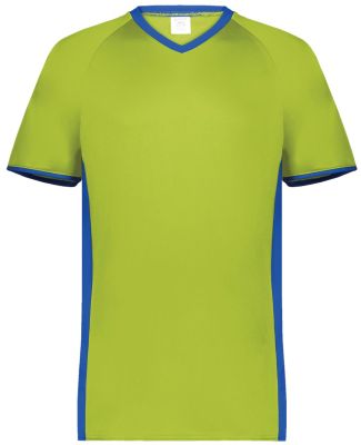 Augusta Sportswear 6908 Youth Cutter V-Neck Jersey in Lime/ royal