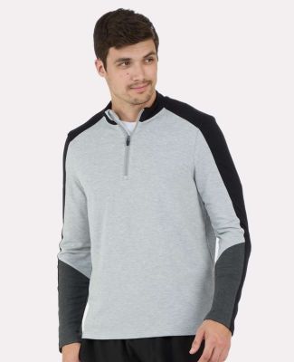 Boxercraft BM5203 Perfect Quarter Zip Pullover in Oxford/ black/ charcoal heather