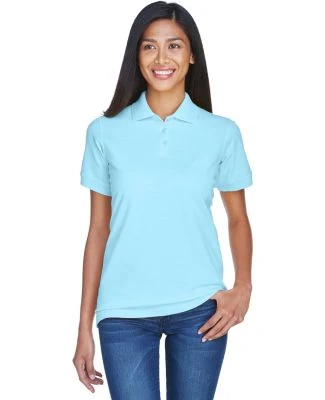 8530 UltraClub® Ladies' Classic Pique Cotton Polo in Baby blue