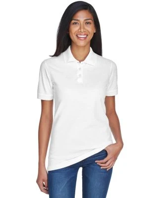 8530 UltraClub® Ladies' Classic Pique Cotton Polo in White