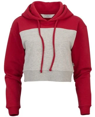 Boxercraft BW5404 Women's Cropped Fleece Hooded Sw in Brick red/ oxford heather