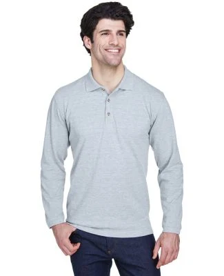 8532 UltraClub® Adult Long-Sleeve Classic Pique C in Heather grey