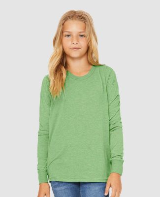 Bella + Canvas 3513Y Youth Triblend Long-Sleeve T- in Green triblend