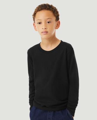 Bella + Canvas 3501YCVC Youth Heather CVC Long-Sle in Solid blk blend