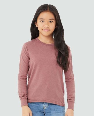 Bella + Canvas 3501YCVC Youth Heather CVC Long-Sle in Heather mauve