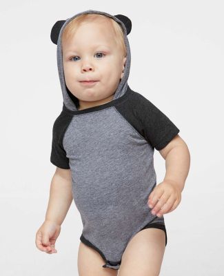Rabbit Skins 4417 Infant Character Hooded Bodysuit in Gran hth/ vn smk