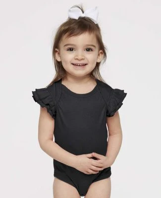 Rabbit Skins 4439 Infant Flutter Sleeve Bodysuit in Black