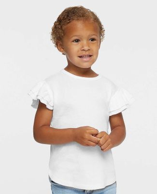 Rabbit Skins 3339 Toddler Flutter Sleeve T-Shirt in White