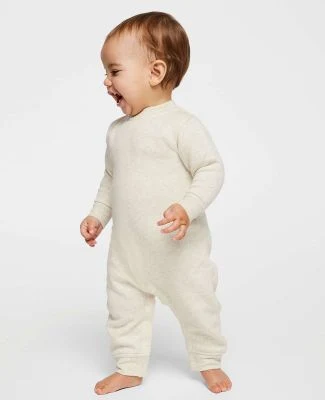 Rabbit Skins 4447 Infant Fleece One-Piece Bodysuit in Natural heather