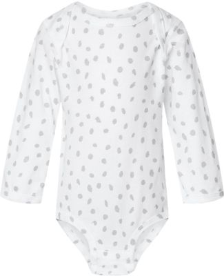 Rabbit Skins 4421 Infant Long Sleeve Jersey Bodysu in White spot