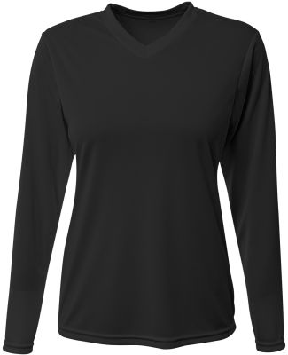 A4 Apparel NW3425 Ladies' Long-Sleeve Sprint V-Nec in Black