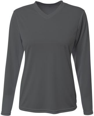 A4 Apparel NW3425 Ladies' Long-Sleeve Sprint V-Nec in Graphite