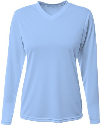 A4 Apparel NW3425 Ladies' Long-Sleeve Sprint V-Nec in Light blue