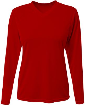 A4 Apparel NW3425 Ladies' Long-Sleeve Sprint V-Nec in Scarlet