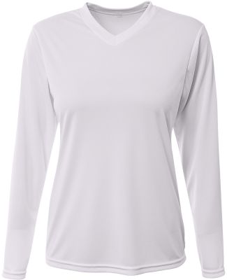 A4 Apparel NW3425 Ladies' Long-Sleeve Sprint V-Nec in White