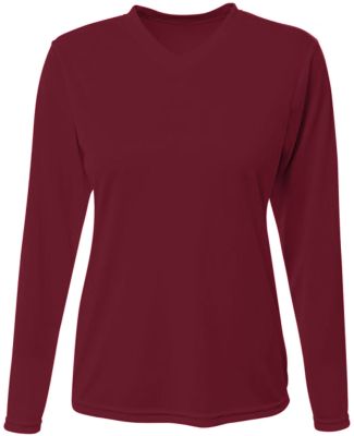 A4 Apparel NW3425 Ladies' Long-Sleeve Sprint V-Nec in Maroon