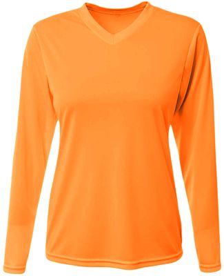 A4 Apparel NW3425 Ladies' Long-Sleeve Sprint V-Nec in Safety orange