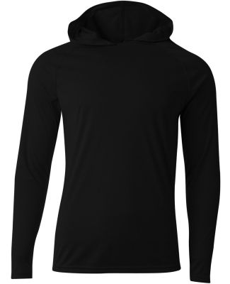 A4 Apparel NB3409 Youth Long Sleeve Hooded T-Shirt in Black