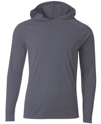 A4 Apparel NB3409 Youth Long Sleeve Hooded T-Shirt in Graphite