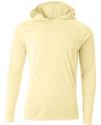 A4 Apparel NB3409 Youth Long Sleeve Hooded T-Shirt in Light yellow