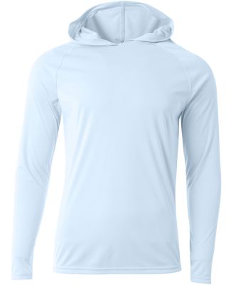 A4 Apparel NB3409 Youth Long Sleeve Hooded T-Shirt in Pastel blue