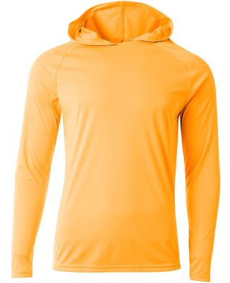 A4 Apparel NB3409 Youth Long Sleeve Hooded T-Shirt in Safety orange