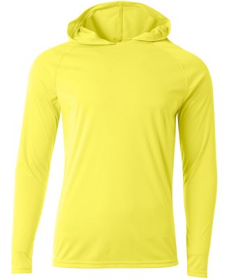 A4 Apparel NB3409 Youth Long Sleeve Hooded T-Shirt in Safety yellow