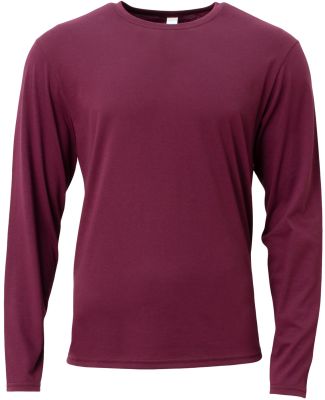 A4 Apparel N3029 Men's Softek Long-Sleeve T-Shirt in Maroon