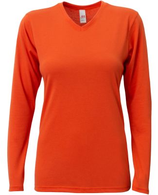 A4 Apparel NW3029 Ladies' Long-Sleeve Softek V-Nec in Athletic orange
