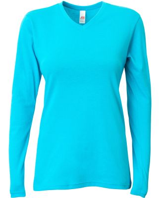 A4 Apparel NW3029 Ladies' Long-Sleeve Softek V-Nec in Electric blue
