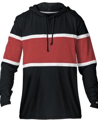 Badger Sportswear 4981 United Hooded T-Shirt in Black/ red/ white