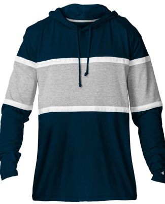 Badger Sportswear 4981 United Hooded T-Shirt in Navy/ oxford/ white