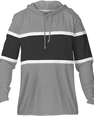 Badger Sportswear 4981 United Hooded T-Shirt in Oxford/ black/ white