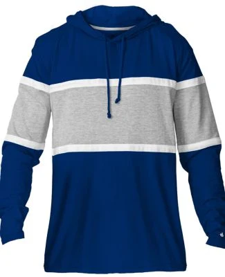 Badger Sportswear 4981 United Hooded T-Shirt in Royal/ oxford/ white