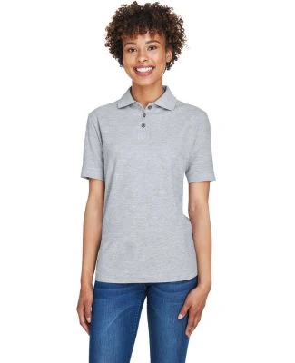 8541 UltraClub® Ladies' Whisper Pique Blend Polo in Heather grey