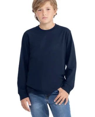 Next Level Apparel 3311 Youth Cotton Long Sleeve T in Midnight navy
