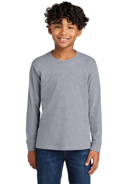 Next Level Apparel 3311 Youth Cotton Long Sleeve T in Heather grey