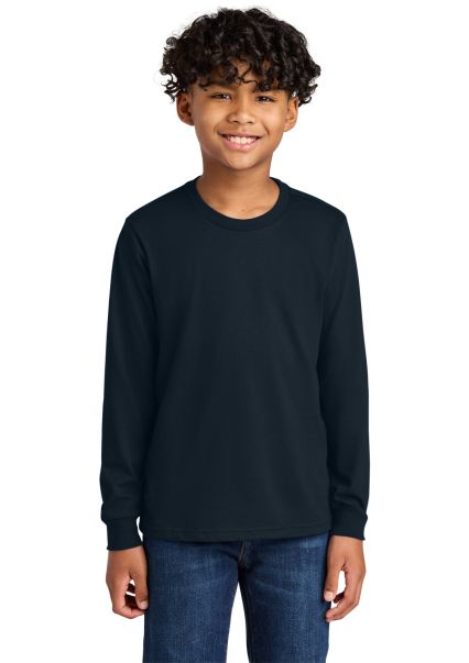 Next Level Apparel 3311 Youth Cotton Long Sleeve T in Midnight navy