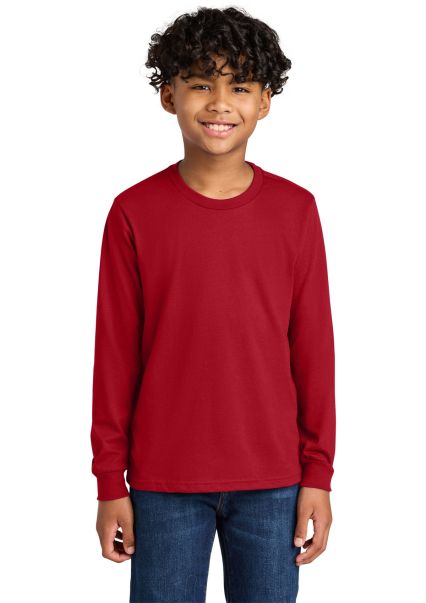 Next Level Apparel 3311 Youth Cotton Long Sleeve T in Red