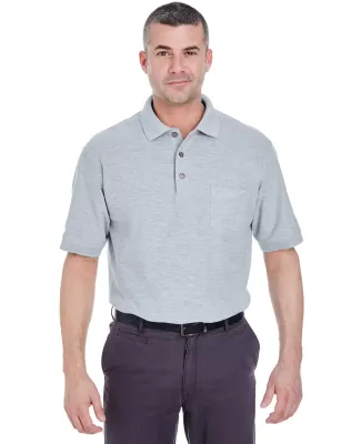 8544 UltraClub® Adult Whisper Pique Blend Polo wi in Heather grey