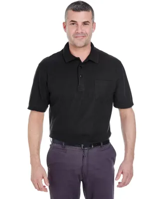 8544 UltraClub® Adult Whisper Pique Blend Polo wi in Black