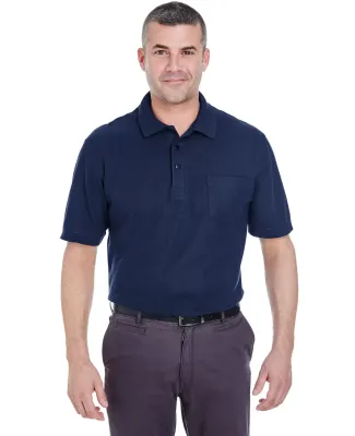 8544 UltraClub® Adult Whisper Pique Blend Polo wi in Navy