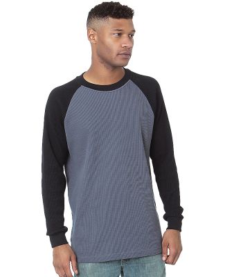 Bayside Apparel 8211 USA-Made Heavyweight Waffle K in Dark grey/ black