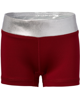 Soffe 1100G GRLS METALLIC SHORT in Cardinal/silver 602