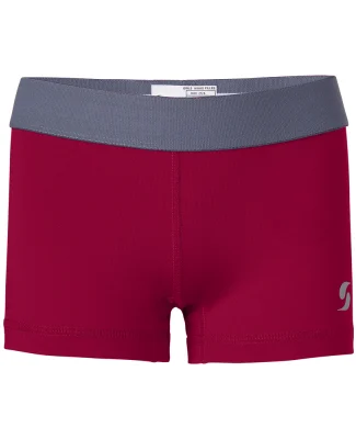 Soffe 1110G Girls Short Dri in Cardinal/gun metal j67