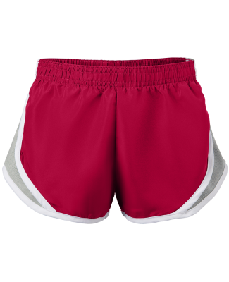 Soffe 081V Junior's Short in Cardinal/silver j54