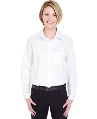 8361 UltraClub® Ladies' Long-Sleeve Blend Perform White