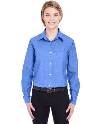 8361 UltraClub® Ladies' Long-Sleeve Blend Perform FRENCH BLUE