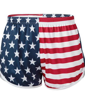 Soffe 1020MU Adult Free Short in Moh white/red stripe w/ navy/w moh