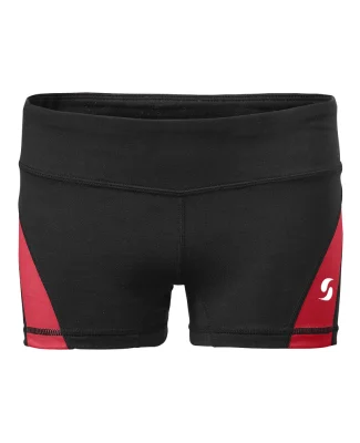 Soffe 1180G GIRLS SOFFE DRI CLRBLCK SHORT in Black/red 943